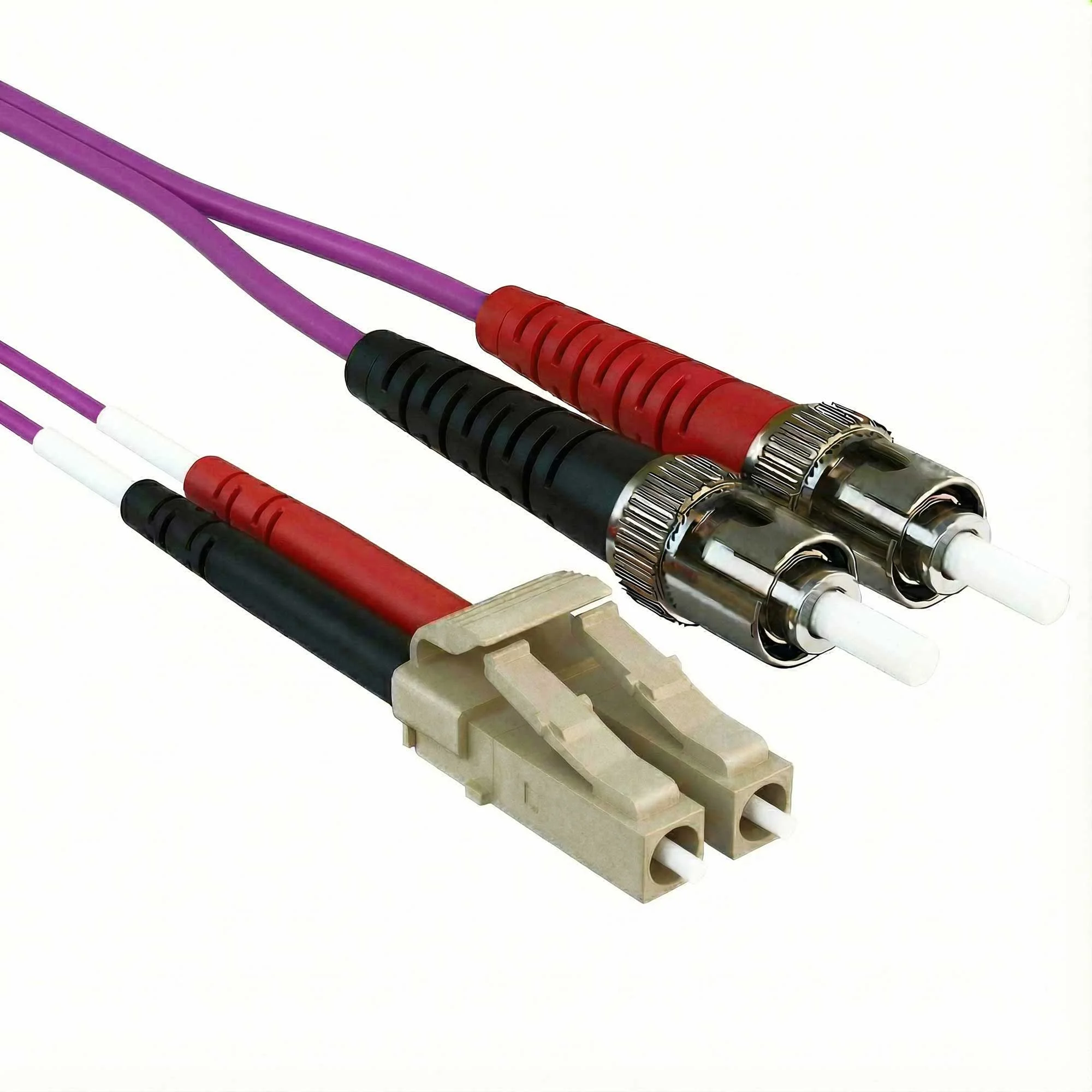 25m LC/ST OM1 Multimode Fiber Patch Cable - TAA Purple